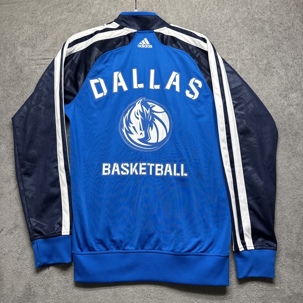 Dallas Mavericks Adidas Track Jacket Men's Small Blue White Full Zip NBA Warm Up